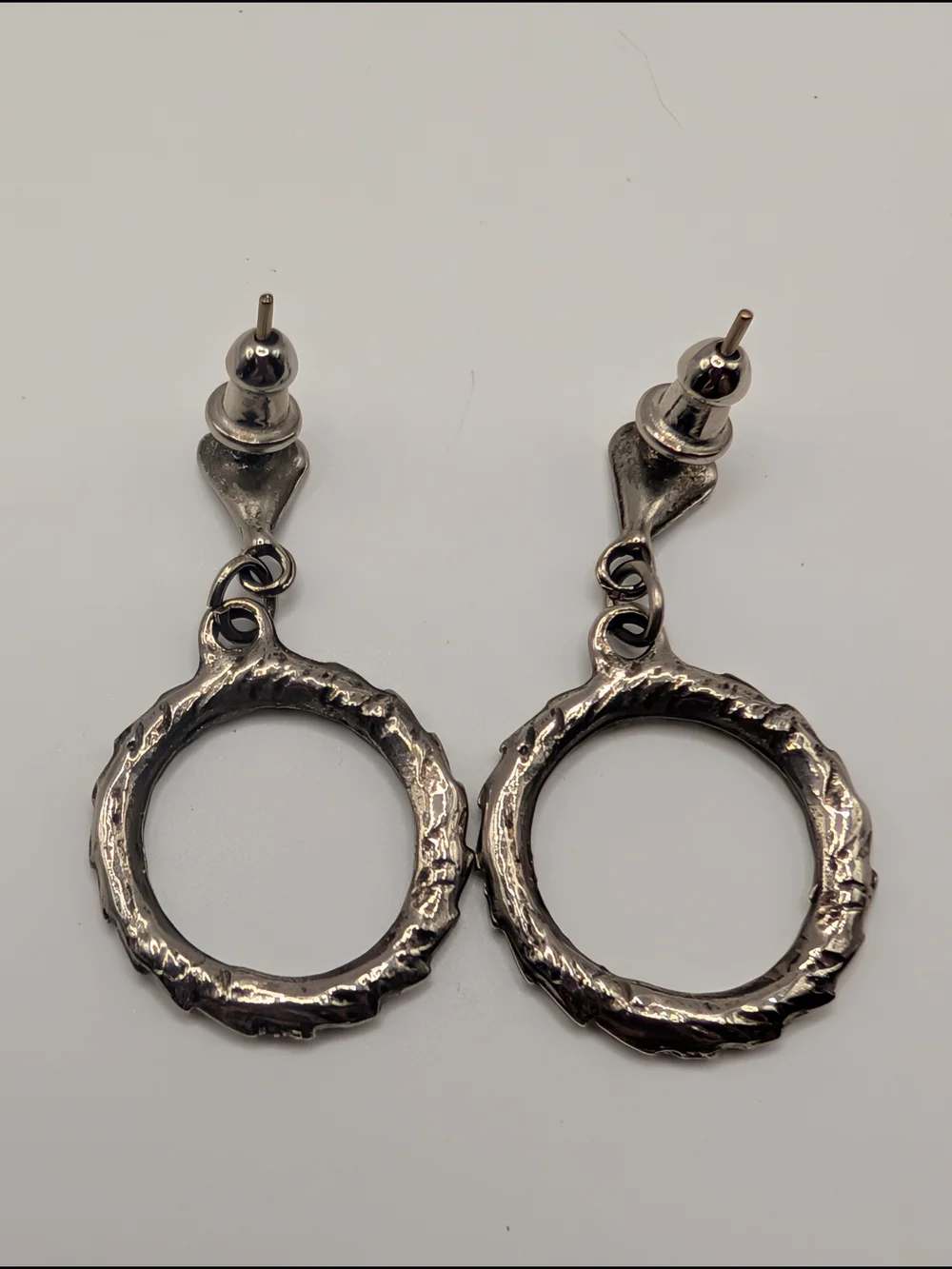 Vintage-Inspired Silver Tone Hoop Drop Earrings